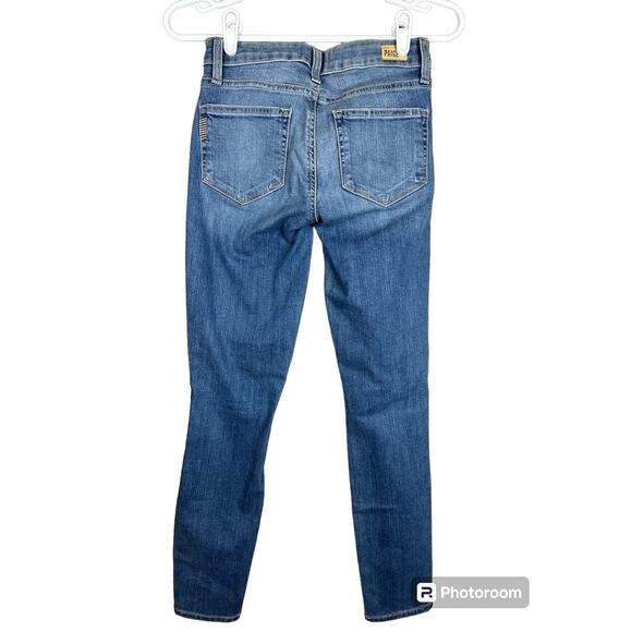 Paige Verdugo Ankle Length Distressed Medium Wash Blue Jeans Skinny Size 24 - Picture 3 of 6